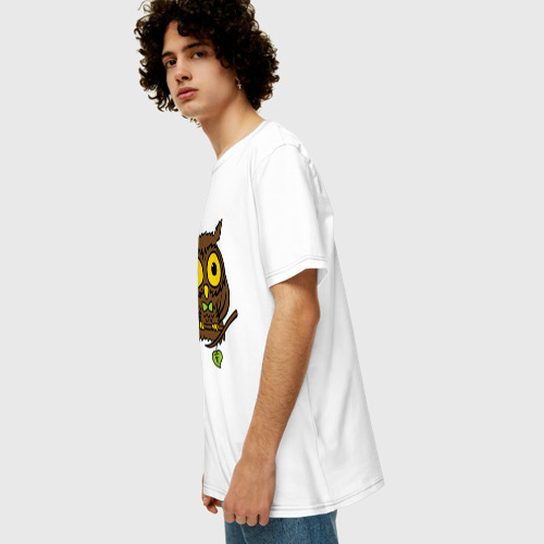 Мужская футболка хлопок Oversize Филин, цвет белый - фото 5