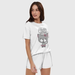 Женская пижама с шортиками хлопок Обожаю своего котика - фото 2