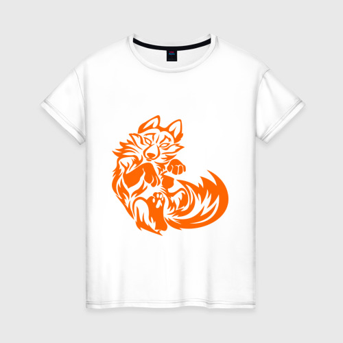 Женская футболка хлопок Лиса (Fox), цвет белый