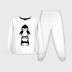 Детская пижама с лонгсливом хлопок Пингвины