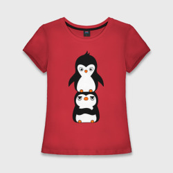 Женская футболка хлопок Slim Пингвины