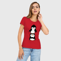 Женская футболка хлопок Slim Пингвины - фото 2