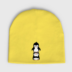 Женская шапка демисезонная Пингвины