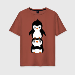 Женская футболка хлопок Oversize Пингвины
