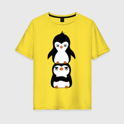 Женская футболка хлопок Oversize Пингвины