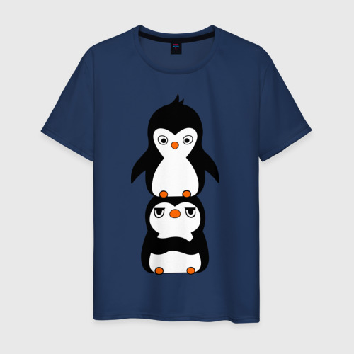 Мужская футболка хлопок Пингвины, цвет темно-синий