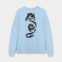 Мужской свитшот oversize без начеса хлопок Дракон во всю спину