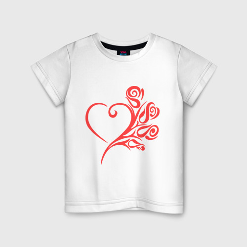 Детская футболка хлопок Сердце с цветами
