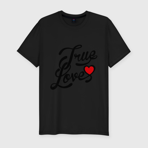 Мужская футболка хлопок Slim True love Настоящая любовь, цвет черный
