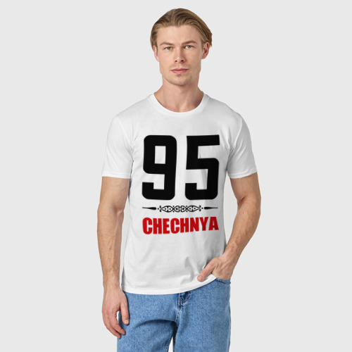 Мужская футболка хлопок 95 Чечня, цвет белый - фото 3