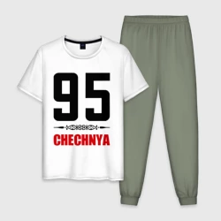 Мужская пижама с белой футболкой хлопок 95 Чечня