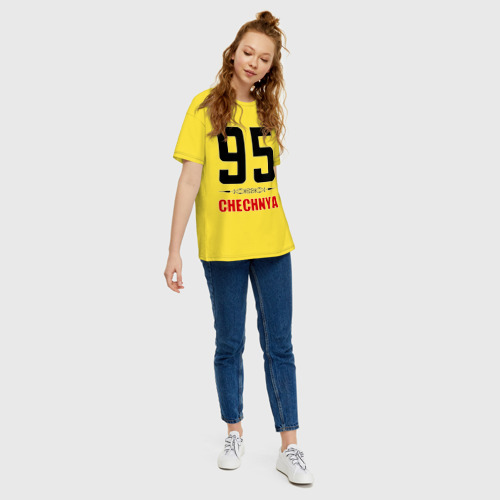 Женская футболка хлопок Oversize 95 Чечня, цвет желтый - фото 5