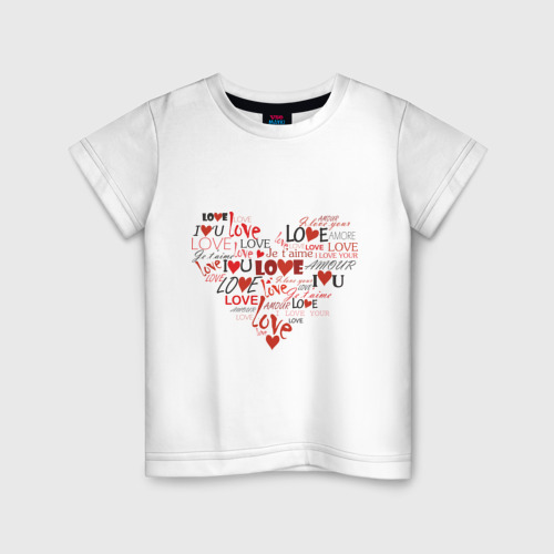 Детская футболка хлопок Сердце любви, цвет белый
