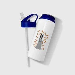 Бутылка для воды с трубочкой Кролик и морковка парная - фото 2