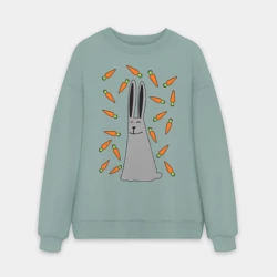 Мужской свитшот oversize без начеса хлопок Кролик и морковка парная