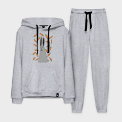 Мужской костюм хлопок с толстовкой Кролик и морковка парная