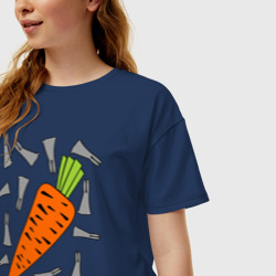 Женская футболка хлопок Oversize Морковка и кролик парная - фото 2