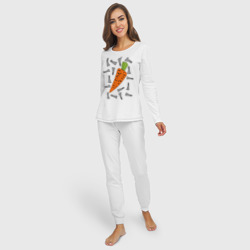 Женская пижама с лонгсливом хлопок Морковка и кролик парная - фото 2