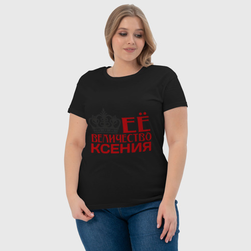 Женская футболка хлопок Величество Ксения, цвет черный - фото 6
