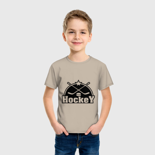 Детская футболка хлопок Hockey Хоккей, цвет миндальный - фото 3