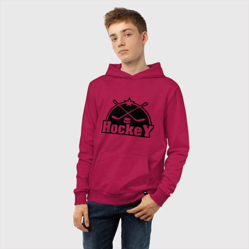 Детская толстовка хлопок Hockey Хоккей, цвет маджента - фото 6