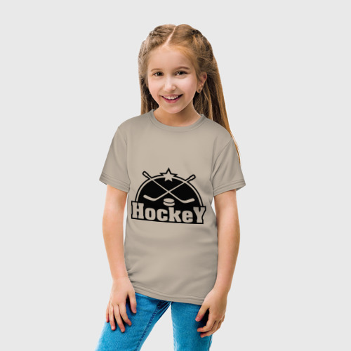 Детская футболка хлопок Hockey Хоккей, цвет миндальный - фото 5