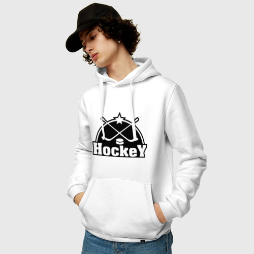 Мужская толстовка хлопок Hockey Хоккей, цвет белый - фото 3