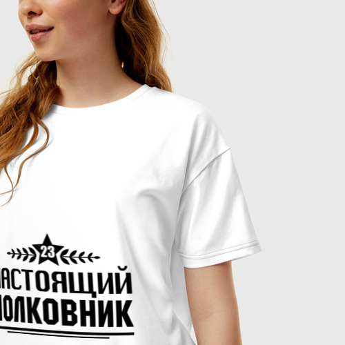 Женская футболка хлопок Oversize с принтом Настоящий полковник, фото на моделе #1
