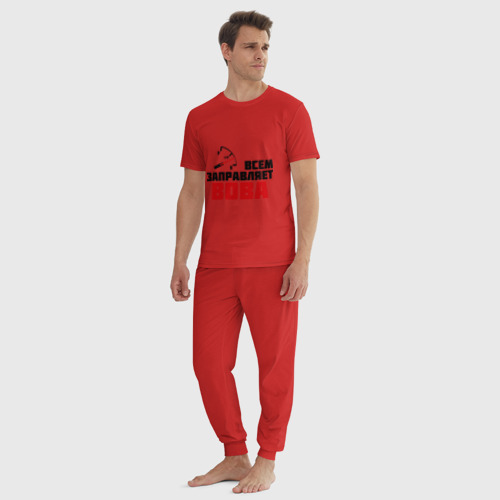 Мужская пижама хлопок Заправляет Вова, цвет красный - фото 5