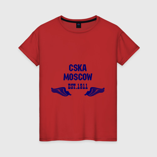 Женская футболка хлопок CSKA Moscow, цвет красный