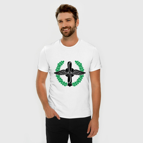 Мужская футболка хлопок Slim Символ военно-воздушных сил, цвет белый - фото 3