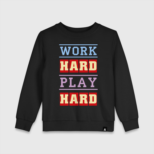 Детский свитшот хлопок Work Hard, Play Hard, цвет черный