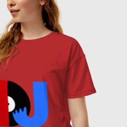 Женская футболка хлопок Oversize DJ vinyl - фото 2