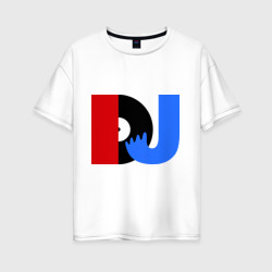 Женская футболка хлопок Oversize DJ vinyl