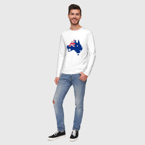 Мужской лонгслив хлопок Флаг Австралии, цвет белый - фото 5