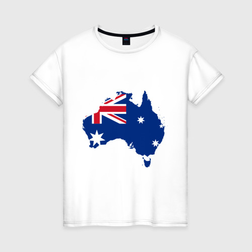 Женская футболка из хлопка с принтом Флаг Австралии, вид спереди №1