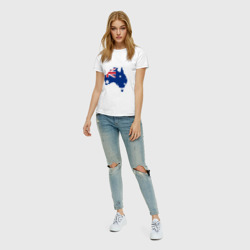 Футболка с принтом Флаг Австралии для женщины, вид на модели спереди №3. Цвет основы: белый