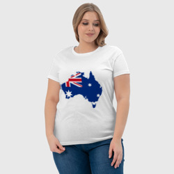 Футболка с принтом Флаг Австралии для женщины, вид на модели спереди №4. Цвет основы: белый