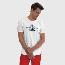 Мужская пижама с белой футболкой хлопок Морской волк (якорь) - фото 2