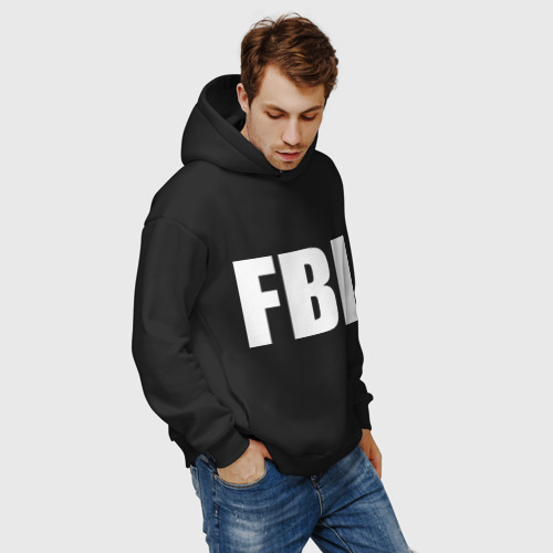 Мужское худи Oversize хлопок FBI, цвет черный - фото 7