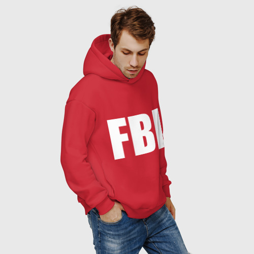 Мужское худи Oversize хлопок FBI, цвет красный - фото 7