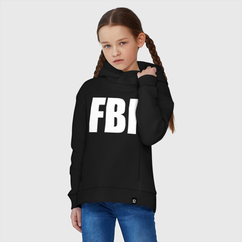 Детское худи Oversize хлопок FBI, цвет черный - фото 3