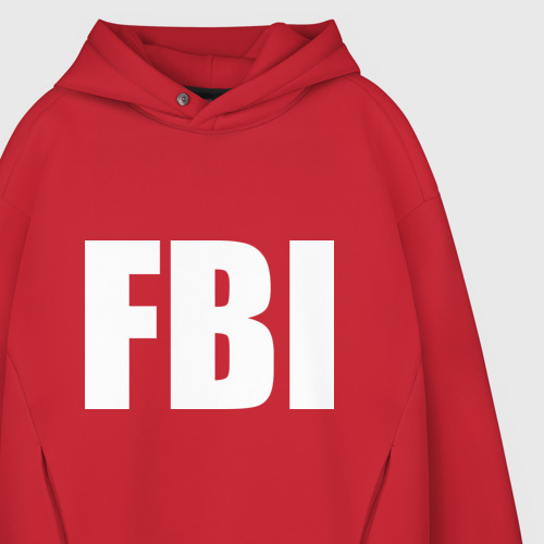 Мужское худи Oversize хлопок FBI, цвет красный - фото 4