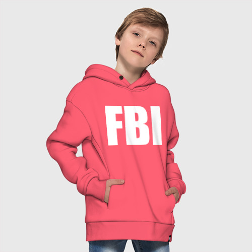 Детское худи Oversize хлопок FBI, цвет коралловый - фото 9