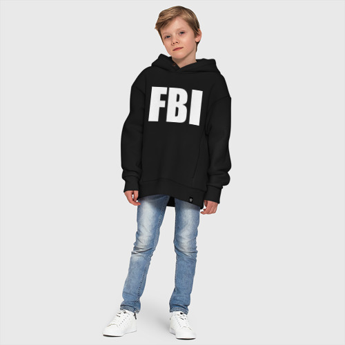 Детское худи Oversize хлопок FBI, цвет черный - фото 11