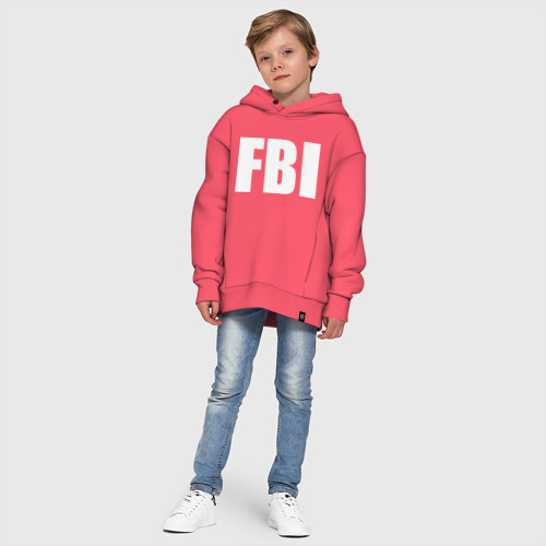 Детское худи Oversize хлопок FBI, цвет коралловый - фото 11