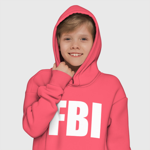 Детское худи Oversize хлопок FBI, цвет коралловый - фото 12