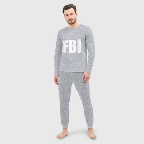 Мужская пижама с лонгсливом хлопок FBI, цвет меланж - фото 3