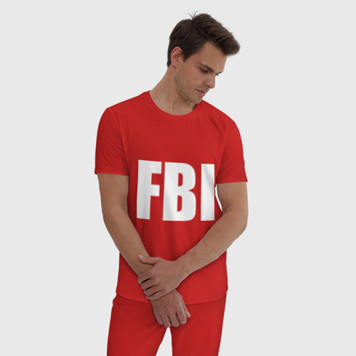 Мужская пижама хлопок с принтом FBI, фото на моделе #1