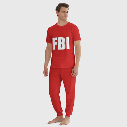 Мужская пижама хлопок с принтом FBI, вид сбоку #3